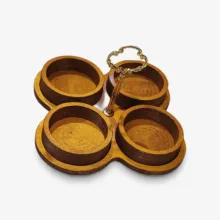اردورخوری چوبی خونه خاص مدل طرح گرد، ابعاد کلی 21×21 سانتی‌متر، دسته‌دار، شست‌وشو با دست