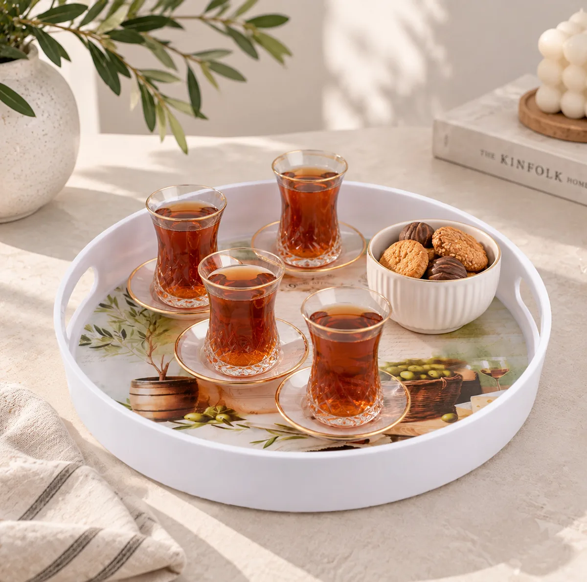 سینی دسته دار مهروز مدل 917 زیتون سایز 30×30 سانتی متر