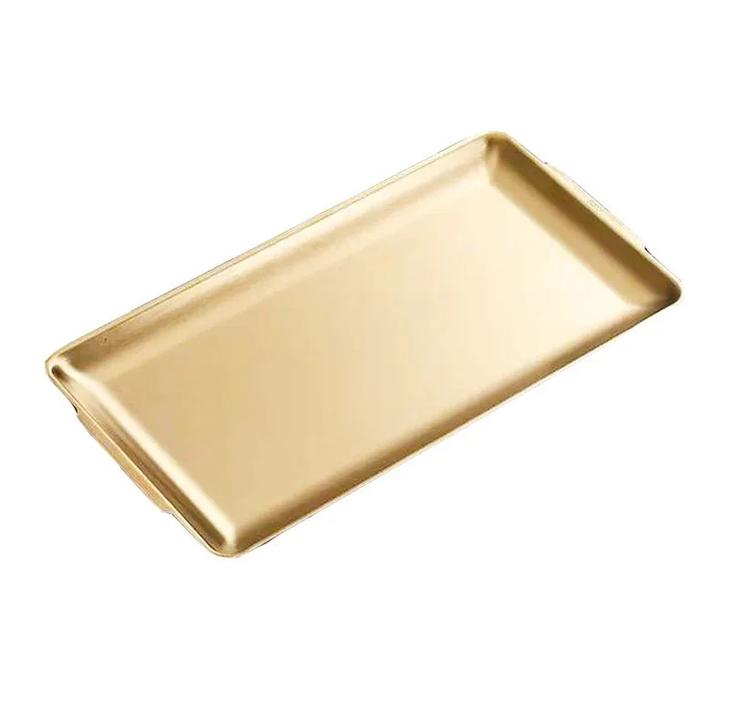 سینی سرو استیل مستطیل 22×14×1 سانتی‌متر مناسب فینگرفود، شیرینی‌خوری و رولت‌خوری با قابلیت شستشو با دست و ماشین ظرفشویی کد 22