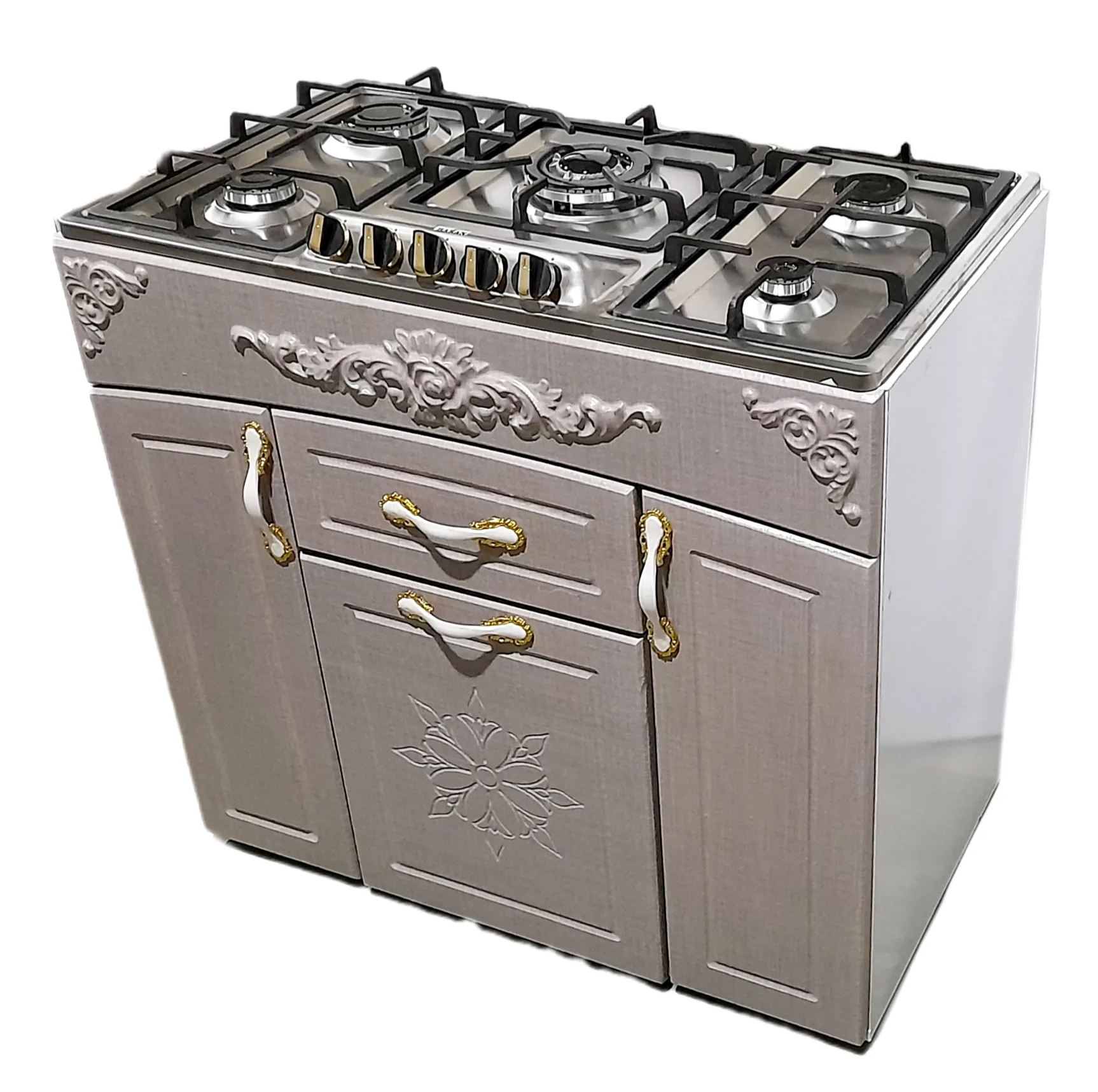 اجاق گاز 5 شعله هاکان مدل اجاق گاز چهار درب صفحه استیل اپکسی کوهان دار با ترموکوپل /TER57