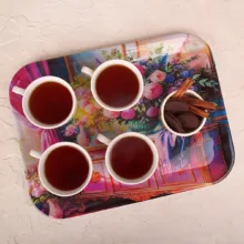 سینی بدون دسته مهروز مدل 7772 گل سایز 29×38 سانتی متر