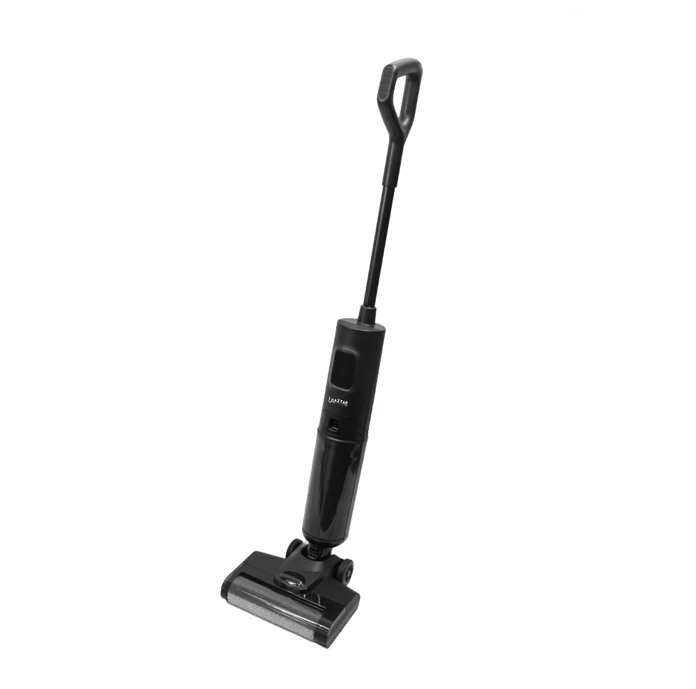 جارو شارژی عصایی و زمینشوی آزتک مدل AZ-8116، با قابلیت جاروکشی، شستوشو و تیکشی همزمان، خودکششی و خودتمیزشونده، دارای 2 مخزن مجزای 485 میلیلیتری