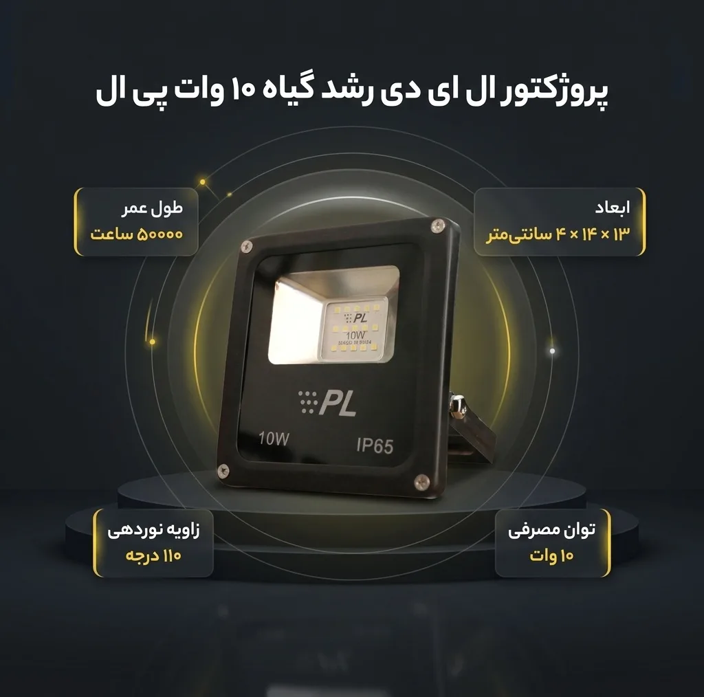 پروژکتور ال ای دی ۱۰ وات مخصوص رشد گیاه پی ال مدل KNFG10W