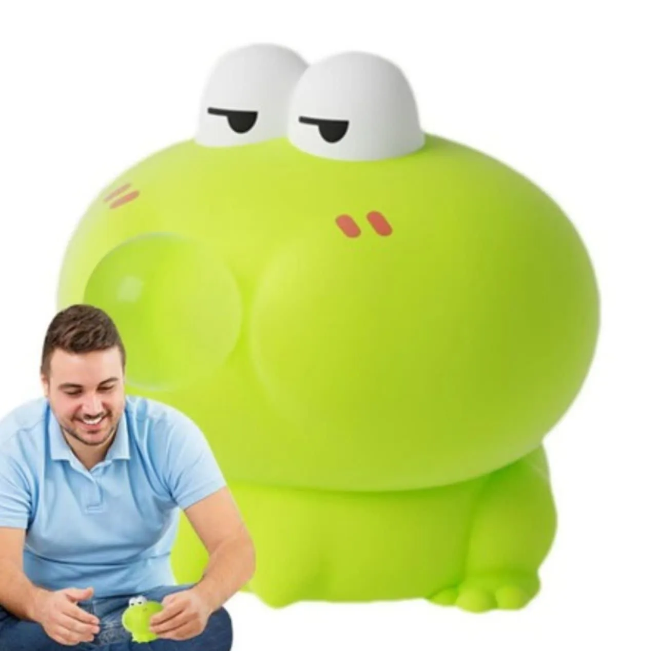 فیجت ضد استرس ناب سل مدل قورباغه بامزه آدامسی بادکنکی فشاری کد BUBBLE FROG SQUEEZE TOYS