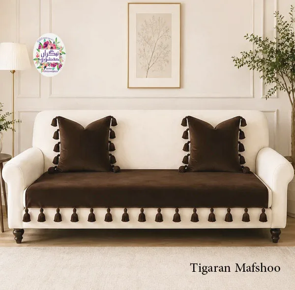 کوسن تیگران مفشوو مدل BIGMNL سایز 38×38 سانتی متر مجموعه 2 عددی به همراه شال مبل