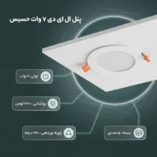 پنل ال ای دی 7 وات حسیس مدل 2024 بسته 5 عددی