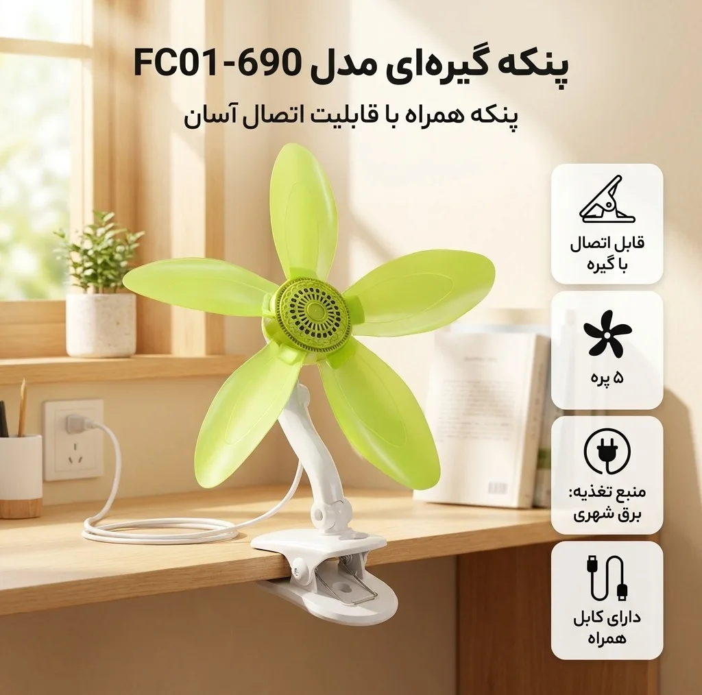 پنکه گیرهای مدل پنج پرهای کد FC01-690