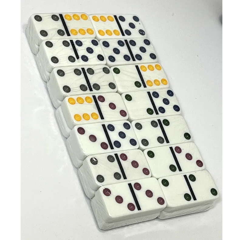 بازی فکری ناب سل مدل دومینو 28 عددی نقطه رنگی نشکن همراه با قاب فلزی کد DOUBLE SIX COLOR DOT DOMINOES NAAB001
