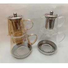 ست کتری و قوری مدل شیشه‌ای کد 13 گنجایش کتری 1.5 لیتر و گنجایش قوری 0.5 لیتر