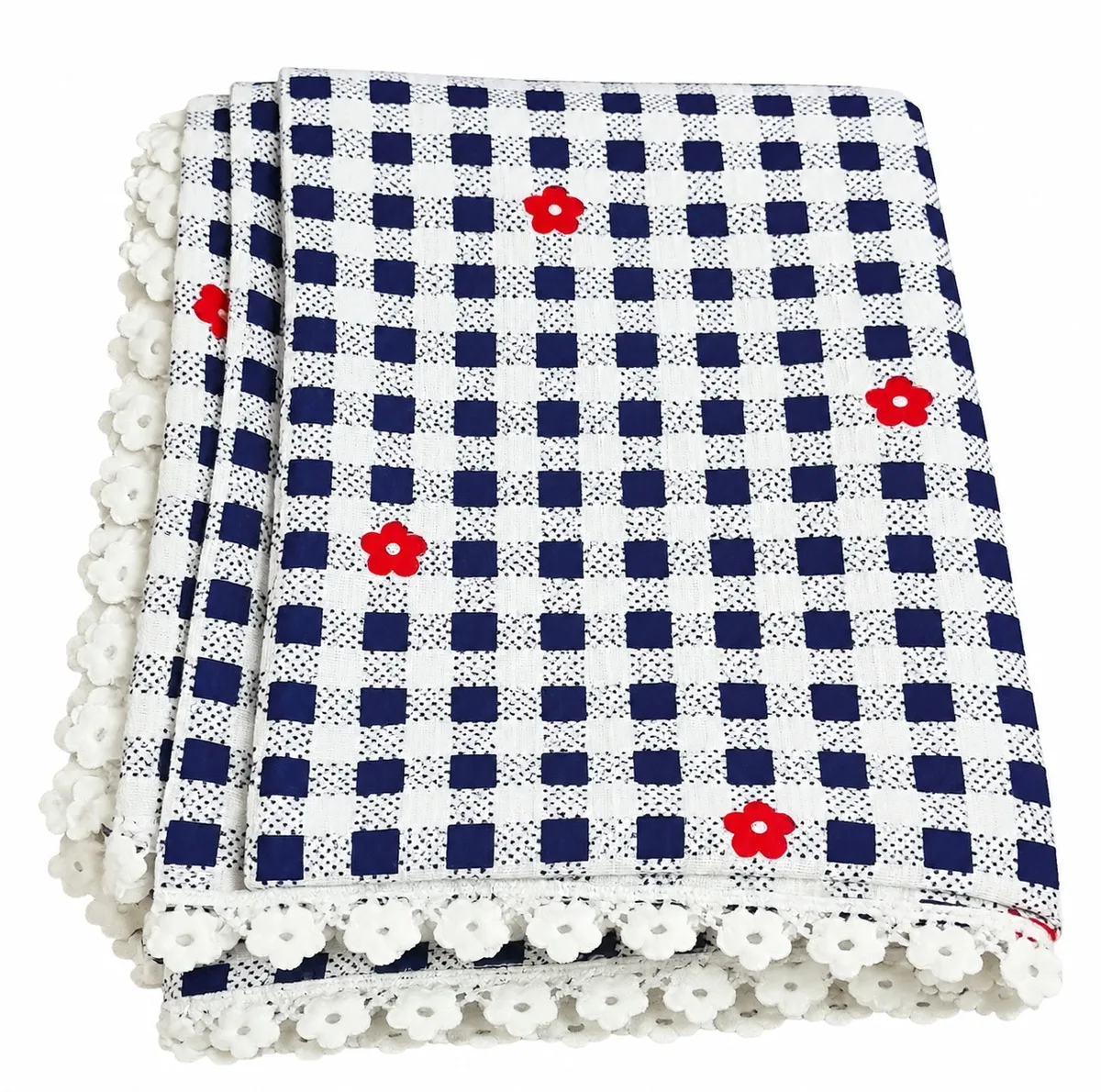 رومیزی مدل چهارخانه گلدار سایز 188x146 سانتیمتر