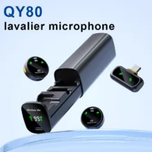 ست میکروفن بی سیم مدل QY80 با درگاه اتصال تایپ سی