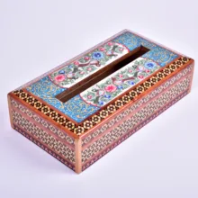 جعبه دستمال کاغذی خاتم کاری طرح بهار نو کد GB2614
