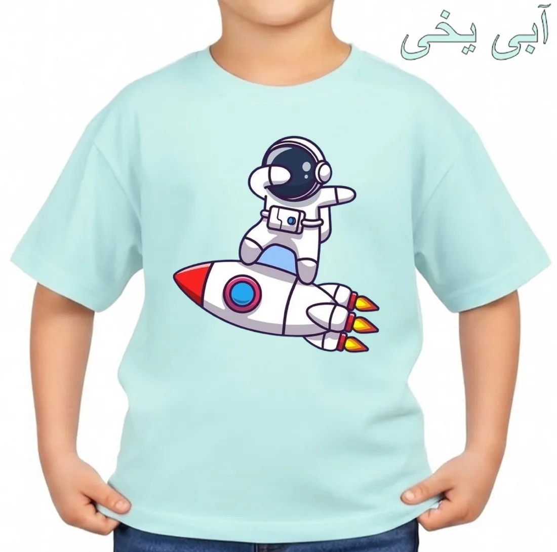 تیشرت آستین کوتاه بچگانه مدل فضانورد و موشک کد p1