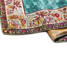 ست جهار تکه ابریشم ترمه عدل کشمیر طرح گل فرنگ g40