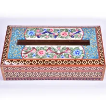 جعبه دستمال کاغذی خاتم کاری طرح بهار نو کد GB2614