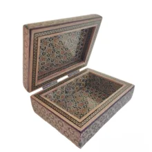 جعبه جواهرات خاتم کاری طرح مطرب و چنگ کد 01