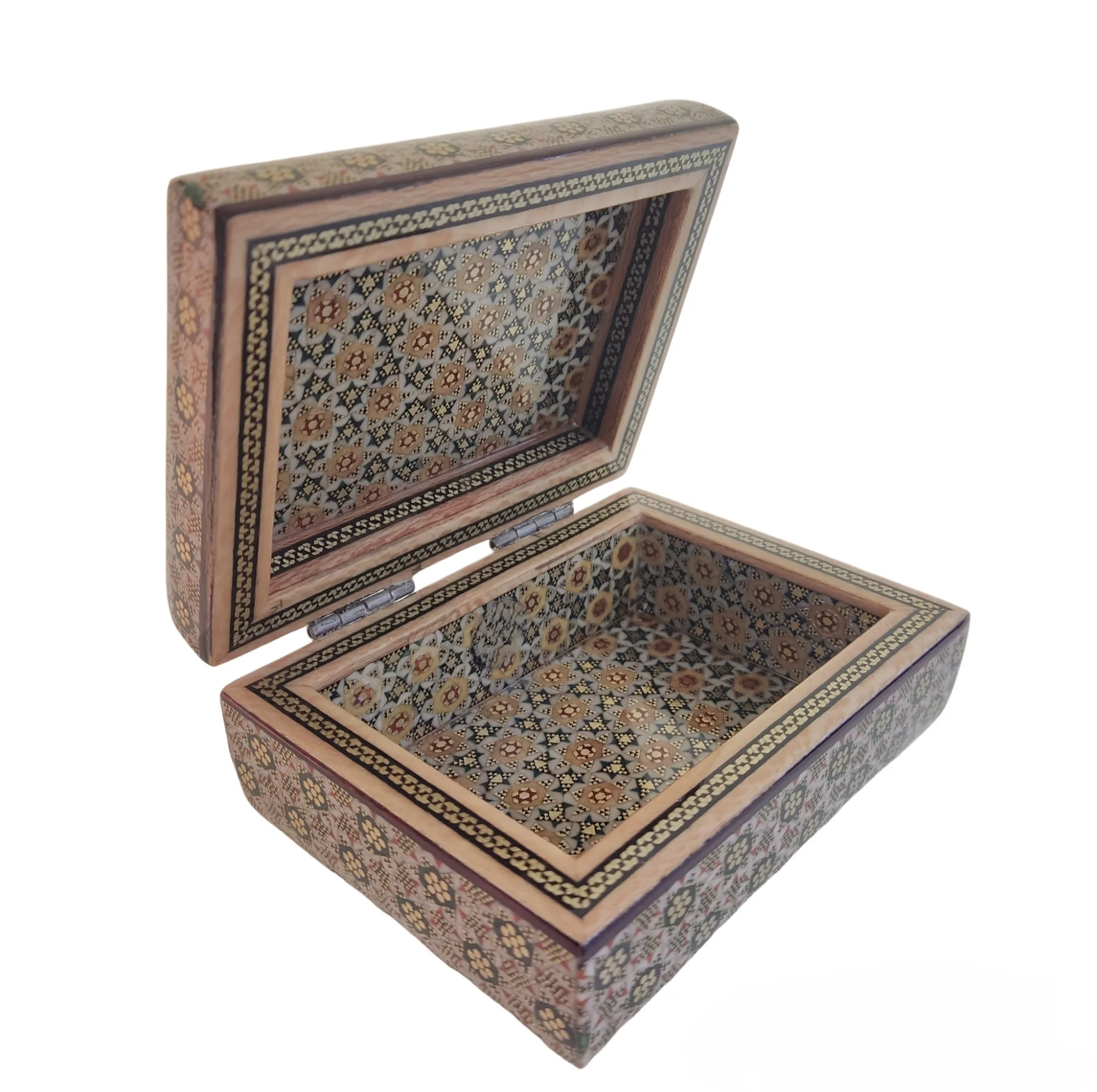 جعبه جواهرات خاتم کاری طرح مطرب و چنگ کد 01