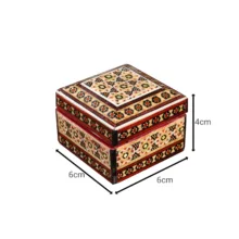 جا سکه ای خاتم کاری چوبی صنایع دستی فاخر مدل لولادار طرح سنتی کد Traditional6p4