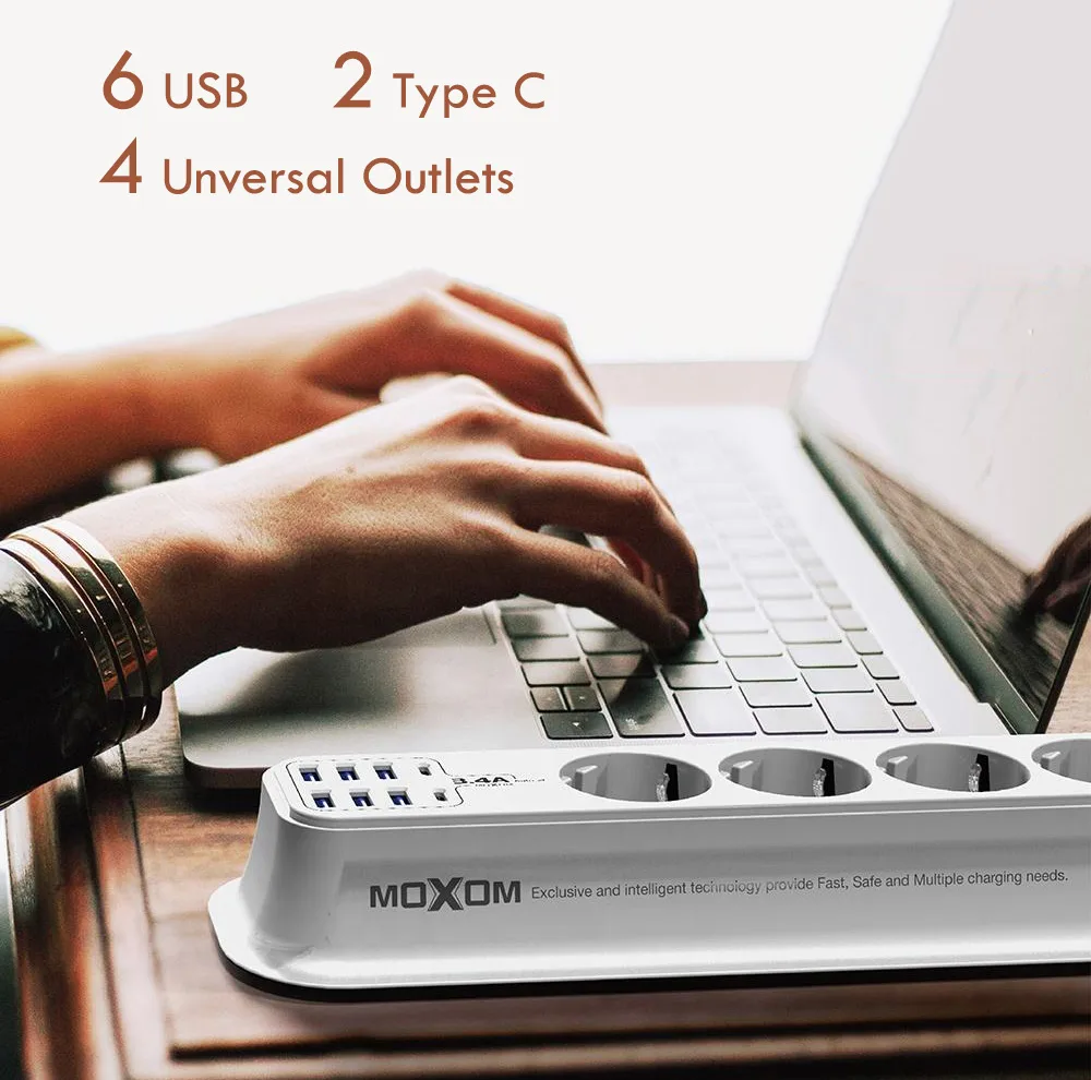 چندراهی برق و شارژر رو میزی موکسوم مدل MOXOM MX-ST05