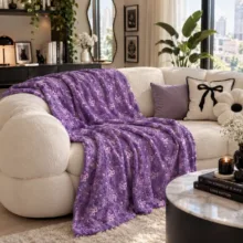 پتو مسافرتی 1.5 نفره مدل شب نما طرح نهنگ و رنگین کمان سایز 175×200 سانتی متر