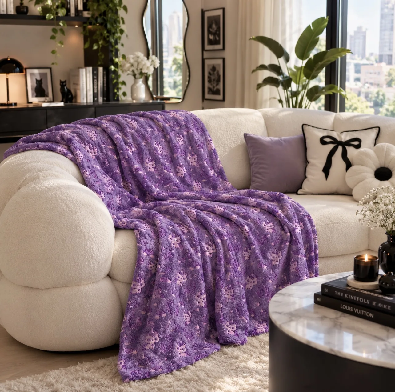 پتو مسافرتی 1.5 نفره مدل شب نما طرح نهنگ و رنگین کمان سایز 175×200 سانتی متر