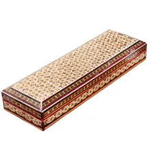 جعبه خاتم‌ کاری چوبی صنایع دستی فاخر مدل جامضرابی طرح سنتی کد Traditional2f2-2794