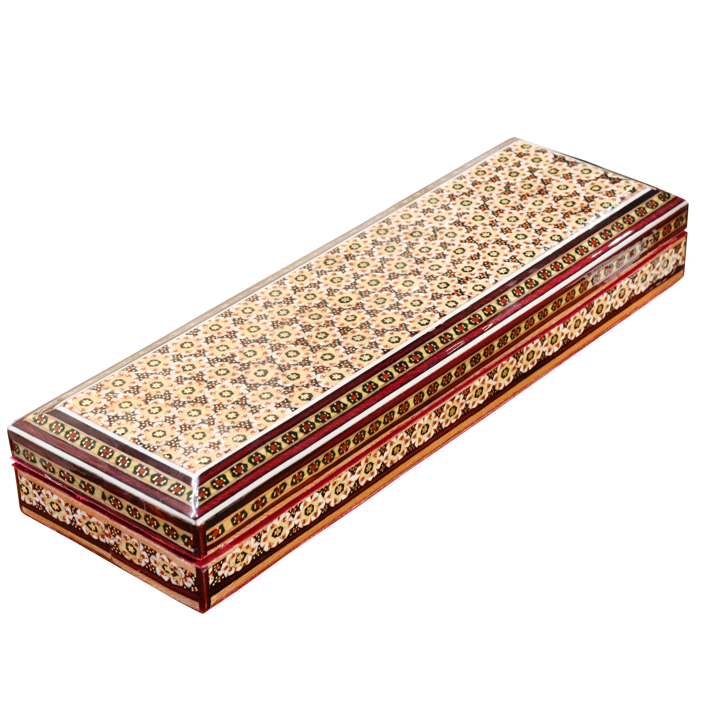 جعبه خاتم‌ کاری چوبی صنایع دستی فاخر مدل جامضرابی طرح سنتی کد Traditional2f2-2794