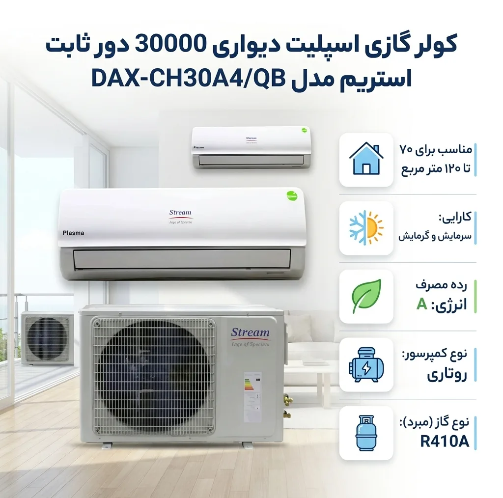 کولر گازی اسپلیت دیواری 30000 دور ثابت استریم مدل DAX-CH30A4/QB