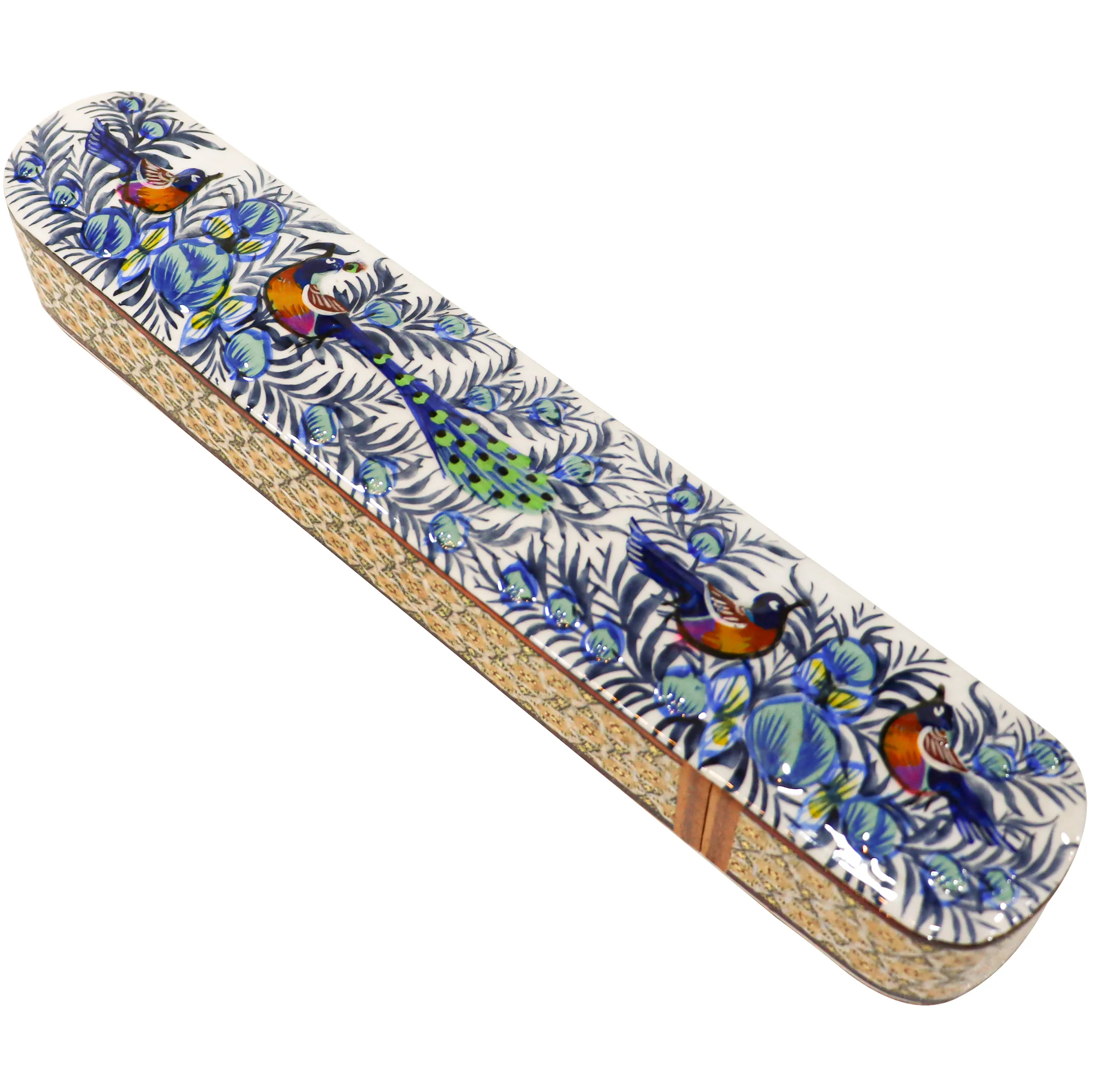 قلمدان خاتم کاری مدل نقاشی گل و مرغ برجسته کد 29p5p4