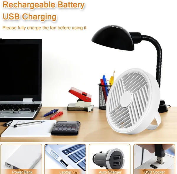 پنکه رومیزی شارژی مدل ال ای دی دار کد RY-2301