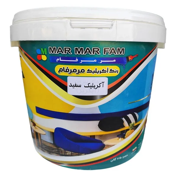 رنگ اکریلیک سفید مات مرمرفام کد 301 وزن 10 کیلوگرم