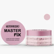 پودر فیکس تروکاور مدل master fix وزن 100 گرم، مناسب برای آرایشهای طولانیمدت، با جلوه رنگ بنفش و سازگار با پوستهای ترکیبی