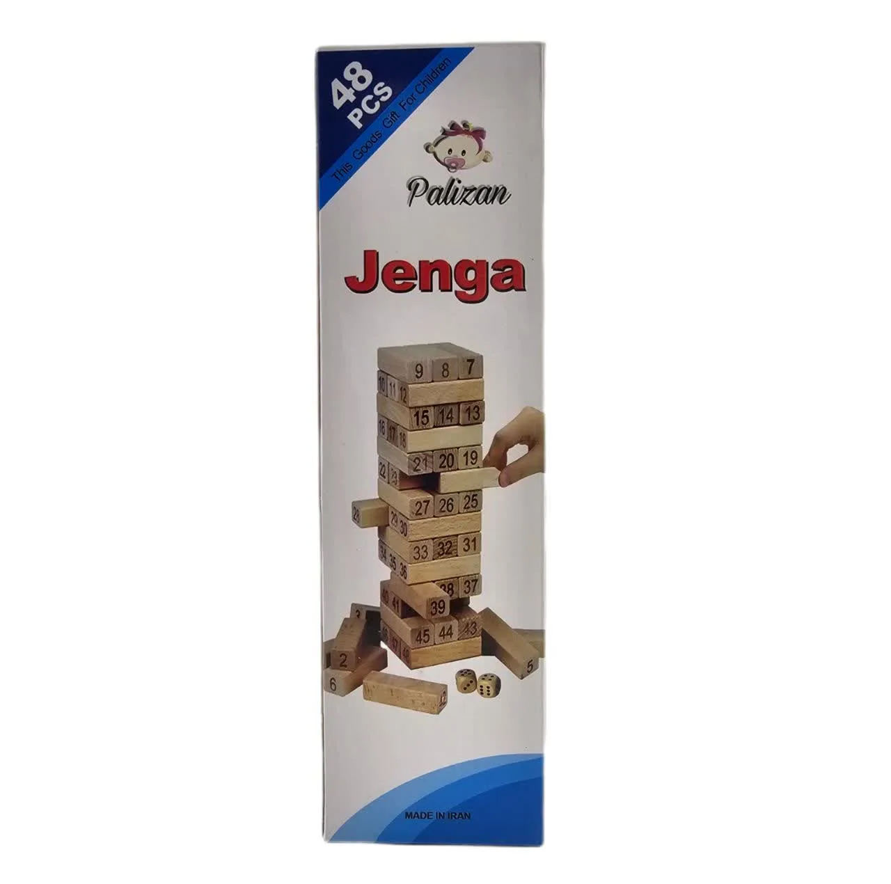بازی فکری ناب سل مدل برج هیجان شامل 48 قطعه چوبی به همراه 2 عدد تاس کد The Tower of Excitement intellectual game includes 48 wooden pieces and 2 dice