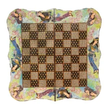 صفحه شطرنج خاتم کاری چوبی صنایع دستی فاخر مدل دو منظوره دالبری طرح دختر شاه پریان کد ChessBoard60p60