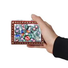 جعبه جواهرات خاتم کاری مدل مینیاتور برجسته طرح گل و مرغ کد MQ1186Gr