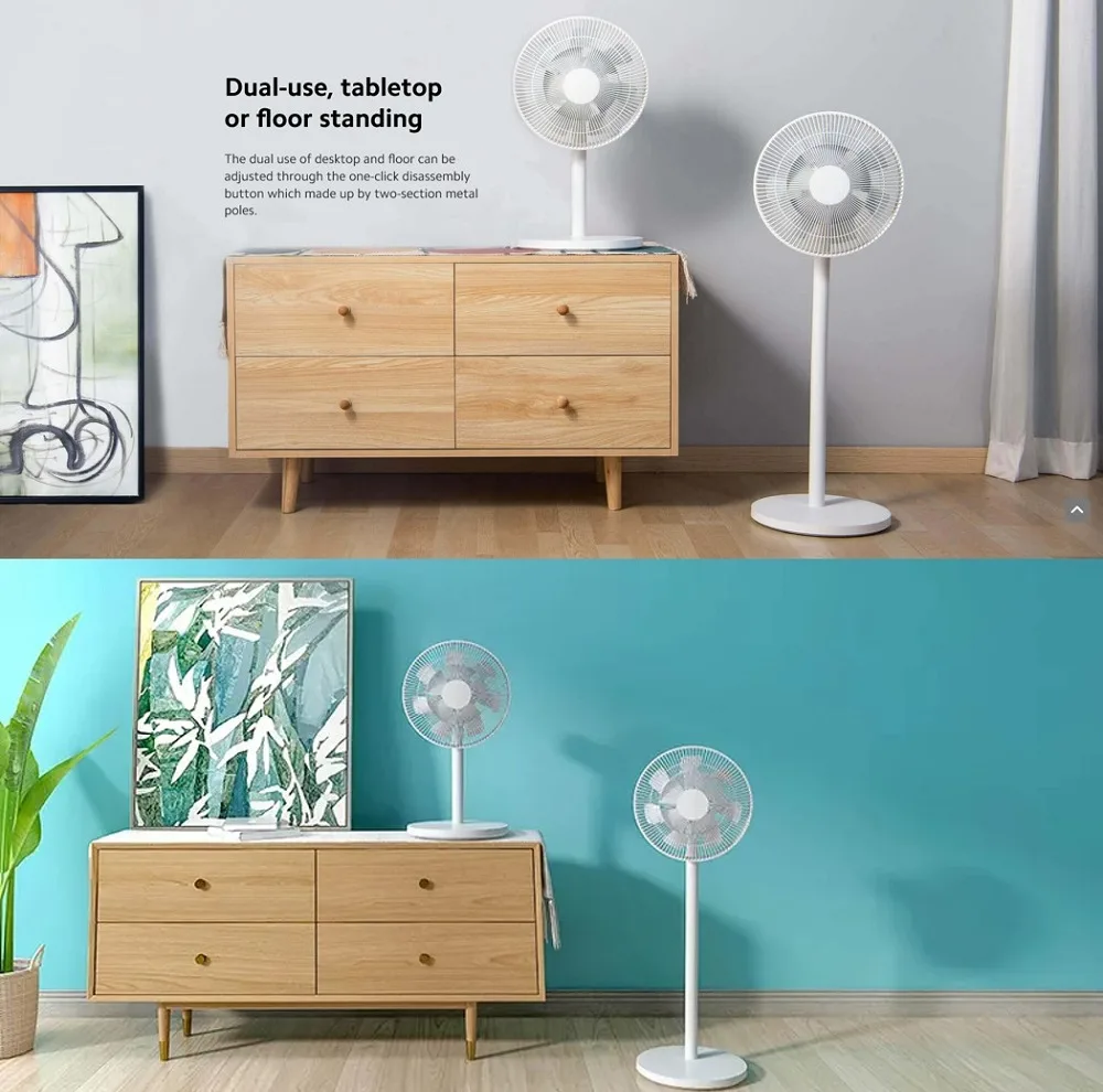پنکه شارژی شیائومی مدل Xiaomi Smart Standing Fan 2 Pro ظرفیت 2800 میلی آمپر ساعت