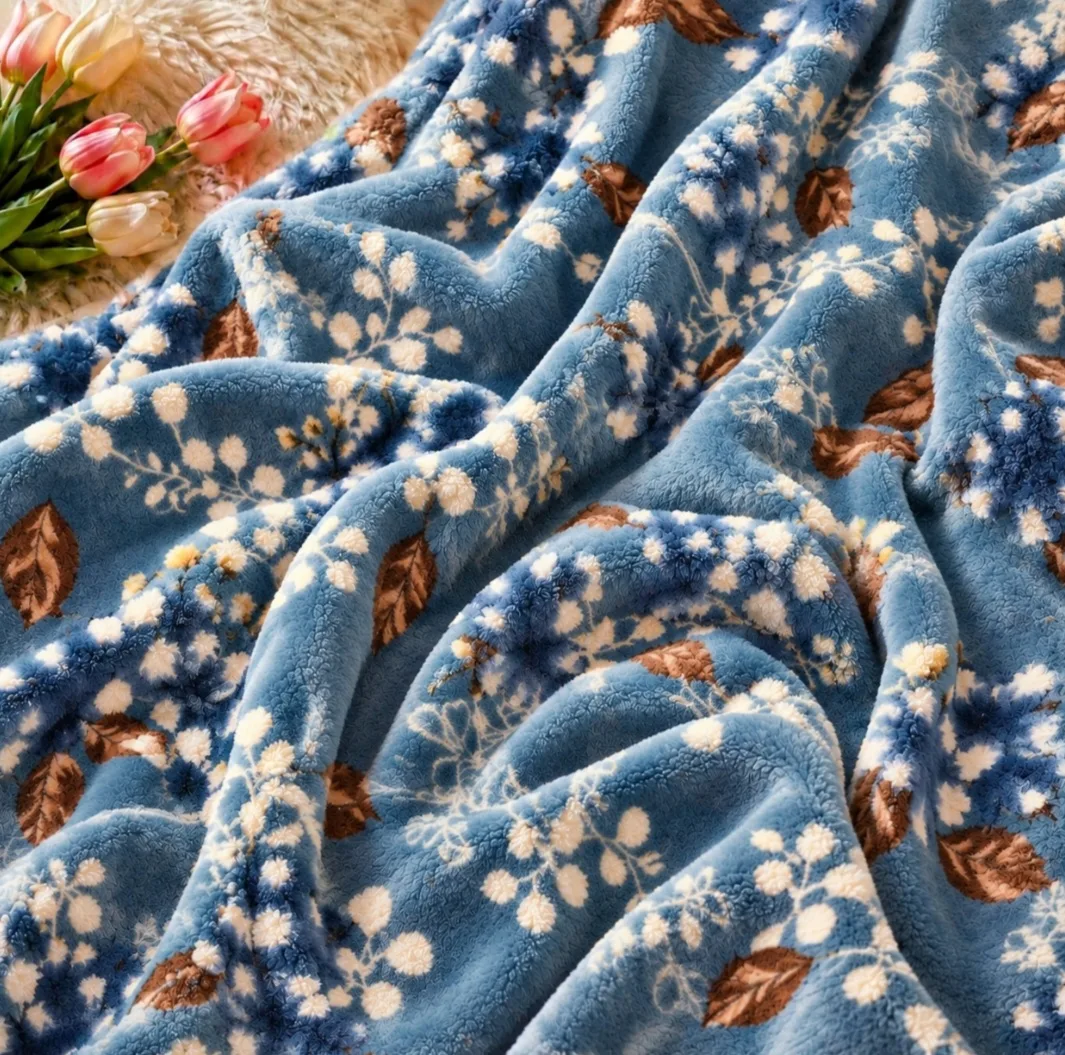 پتو مسافرتی 1 نفره طرح لیزری مدل گل و ساقه سایز 160×220 سانتیمتر