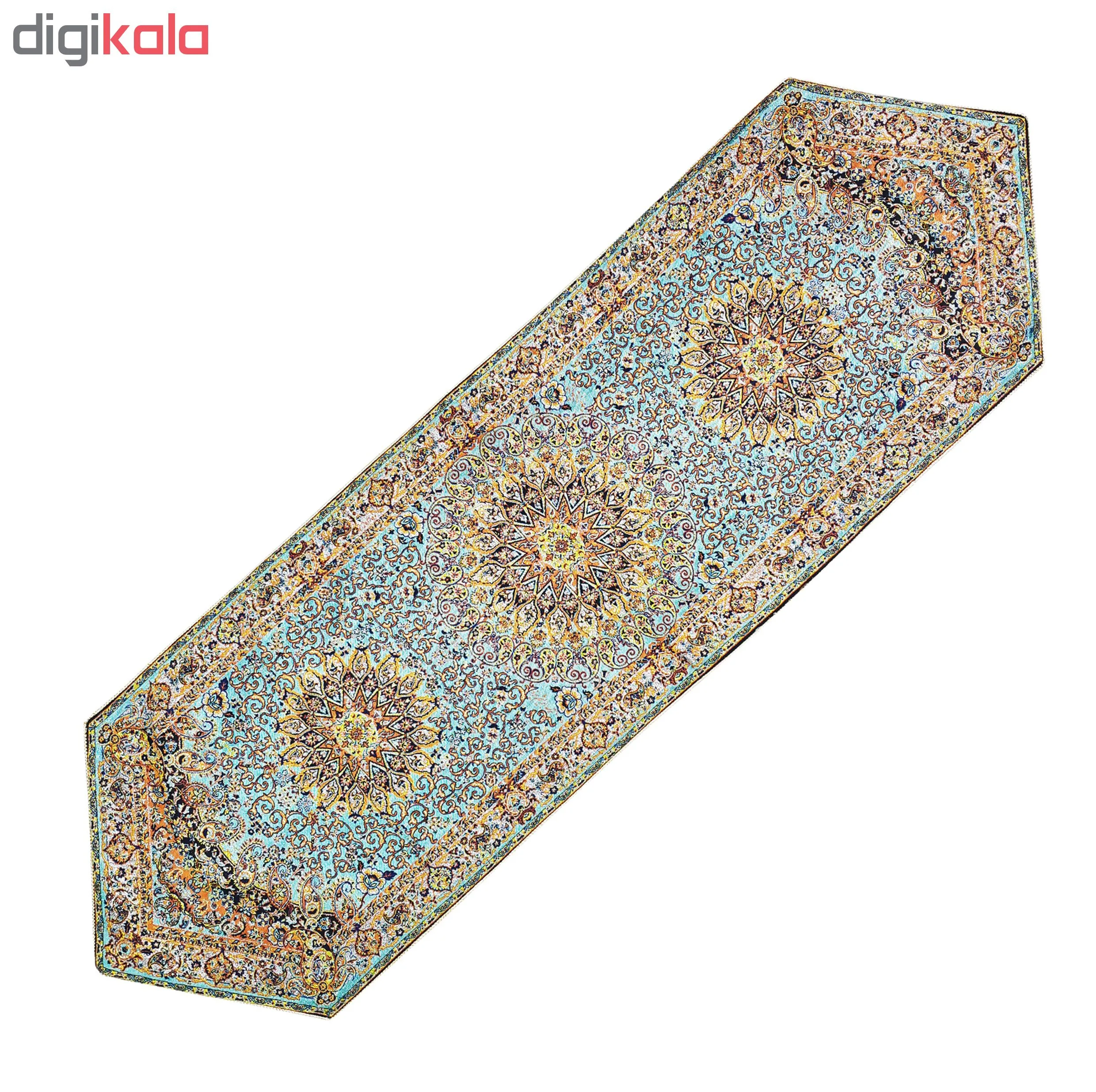ست 5 تکه رومیزی ترمه ابریشمی طرح خورشید مدل SABZ5/5