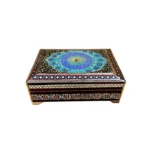 جعبه جواهرات خاتم کاری چوبی طرح تذهیب کد 24