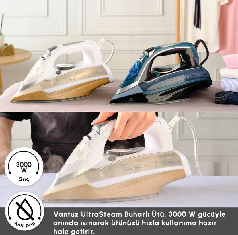 اتو بخار 3000 وات کاراجا مدل Vantuz Ultrasteam
