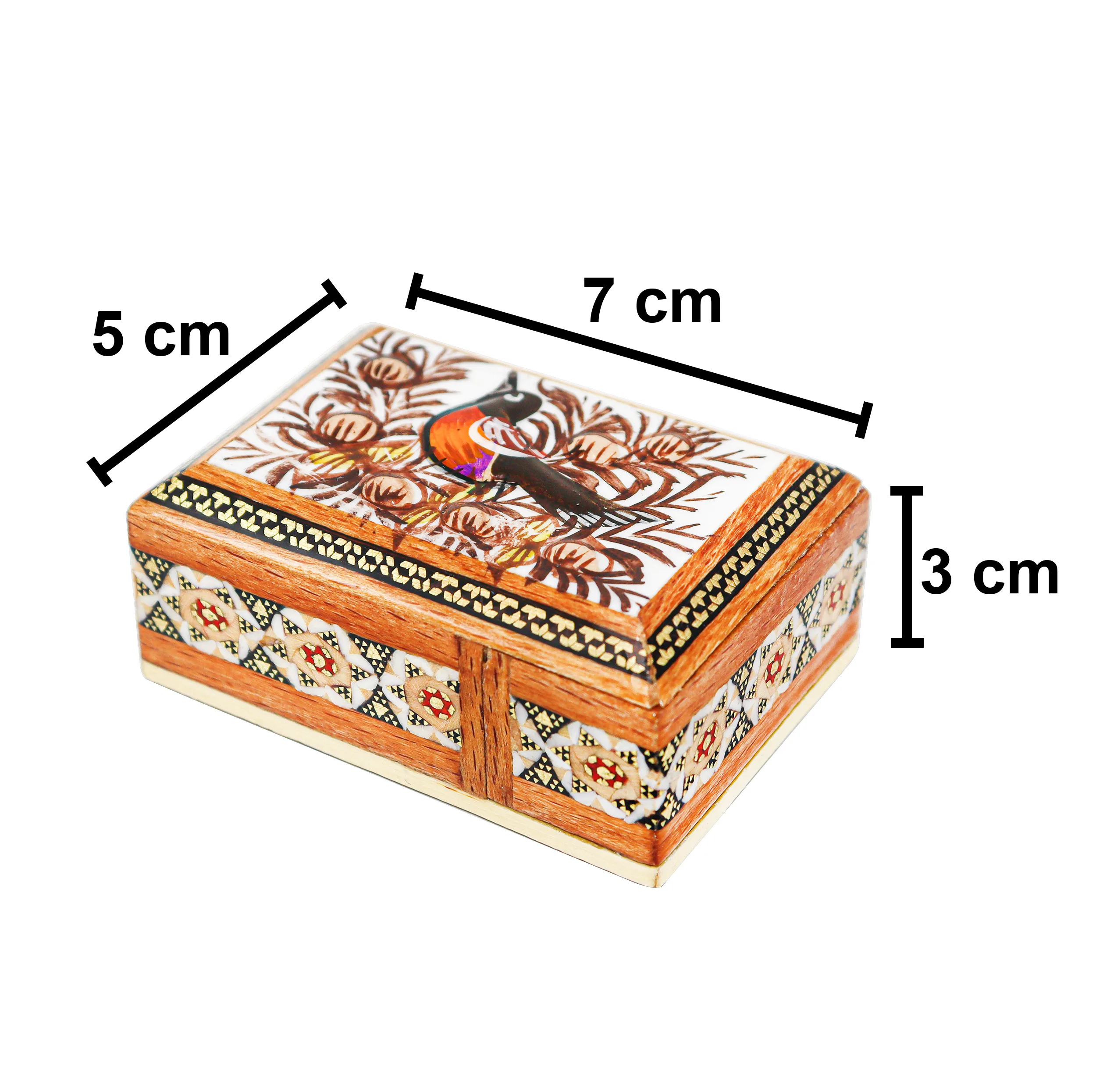 جا کارتی خاتم کاری مدل کشویی لبه صاف طرح گل و مرغ برجسته کد 7p5Br
