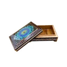 جعبه جواهرات خاتم کاری چوبی طرح تذهیب کد 24