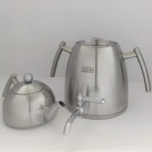 ست کتری و قوری نزاز مدل هرمی تمام استیل