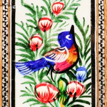 آینه خاتم کاری صنایع دستی فاخر مدل مینیاتوری طرح نقاشی گل و مرغ برجسته کد GrBl40p34in3024-5f6
