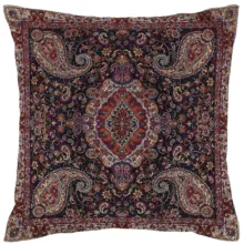 روکش کوسن ترمه ابریشمی طرح سالار مشکی لمه دار مدل 12-29