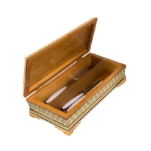 ست سه تکه جعبه دستمال کاغذی و سطل خاتم کاری کد 25-1