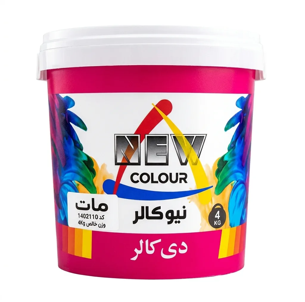 رنگ آکریلیک سفید نیوکالر مدل مات وزن ۴ کیلوگرم