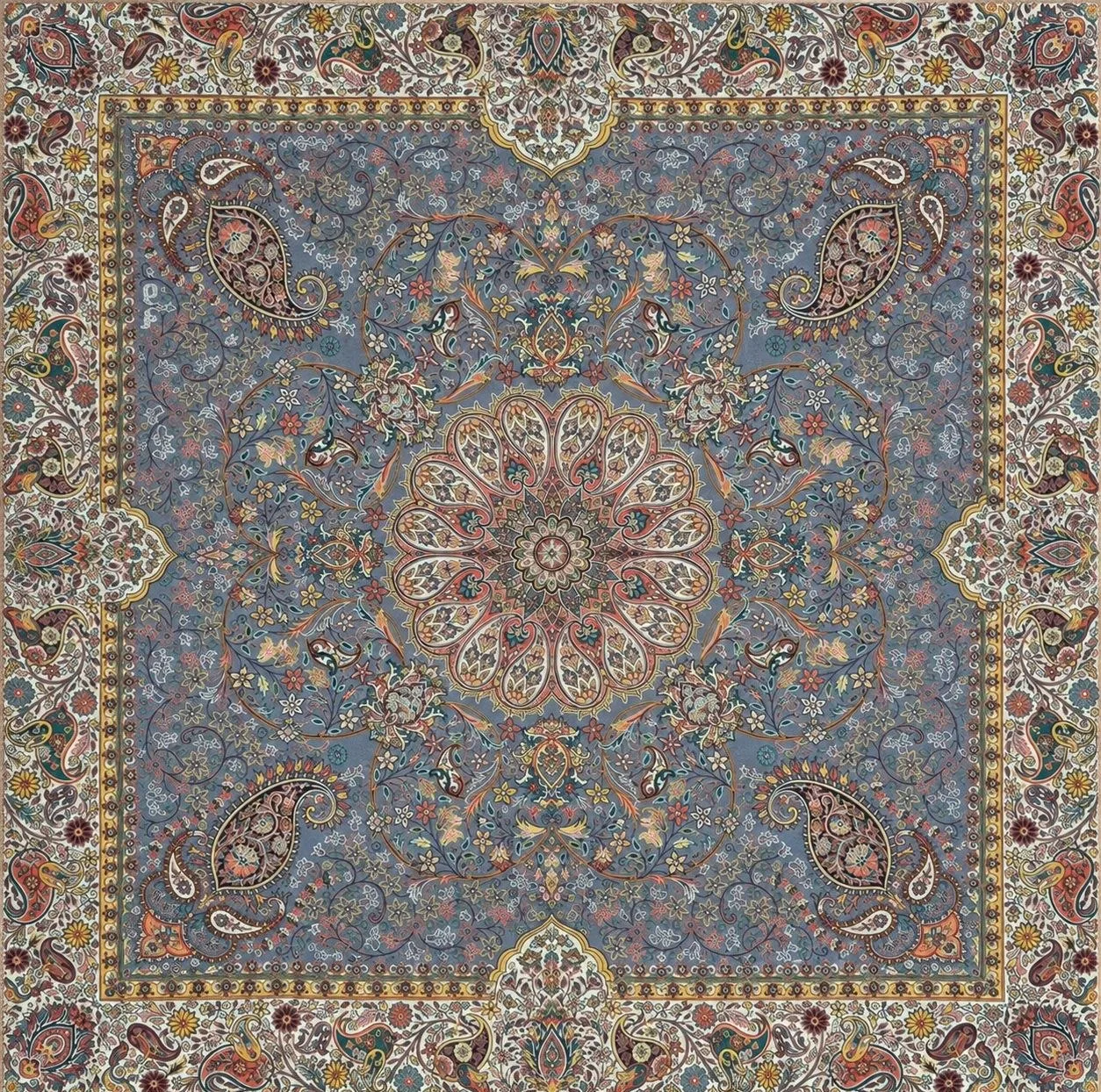 رومیزی ترمه نگین خاتم یزد طرح افشاری کد HJSF