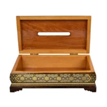 جعبه دستمال کاغذی خاتم کاری مدل اعلا کد 01