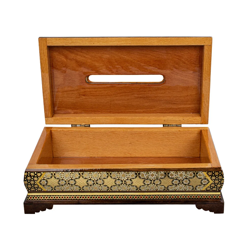 جعبه دستمال کاغذی خاتم کاری مدل اعلا کد 01